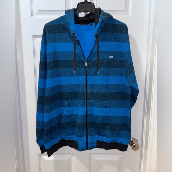 Vans Full Zip Hoodie Mens XXXL Blue & Black Long Sleeve Casual Sweatshirt - Picture 1 of 9